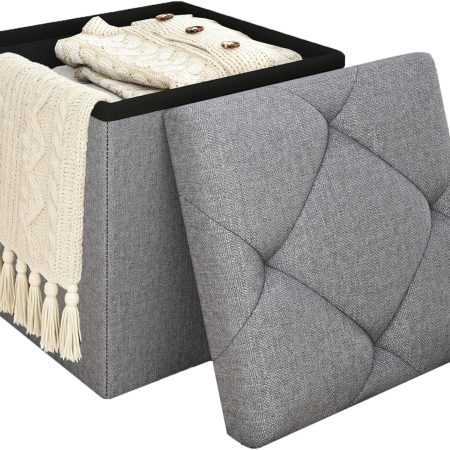 Folding storage ottoman bench