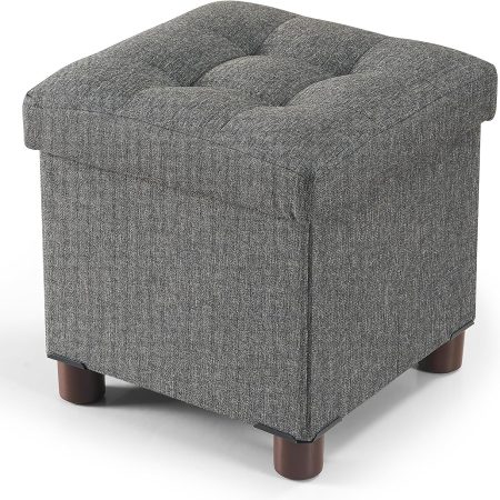 Small storage ottoman with wood legs